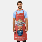 パイナップルウェルカム名前をカスタムする、文字、カラー エプロン (着用した状態)