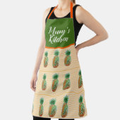 パイナップルウォーターカラーイエローストライプムズキッチン エプロン (インサイチュ)