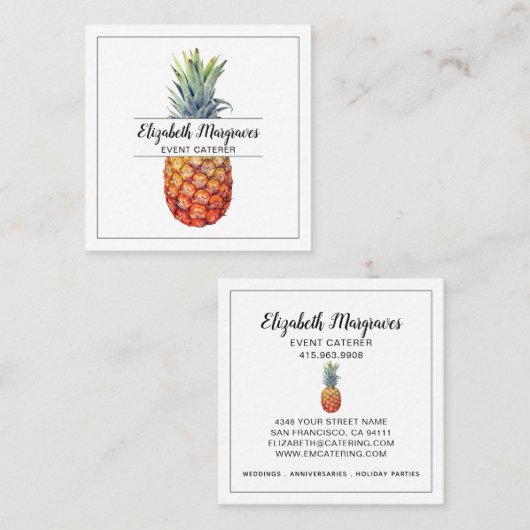 パイナップルエレガントイベントプランナー及び仕出し スクエア名刺 (正面/裏面)