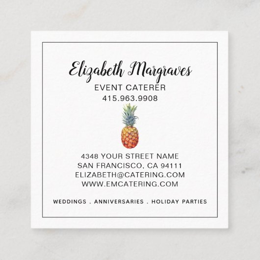 パイナップルエレガントイベントプランナー及び仕出し スクエア名刺 (裏面)