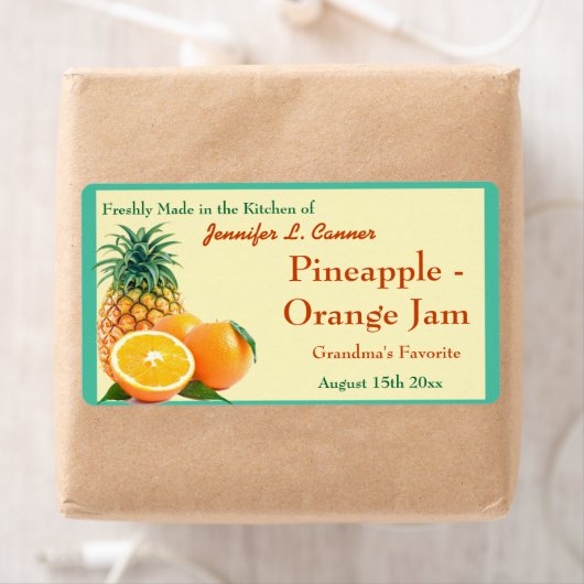 パイナップルオレンジのジャムまたは缶詰の瓶を保存 ラベル (インサイチュ)