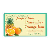 パイナップルオレンジのジャムまたは缶詰の瓶を保存 ラベル (正面)