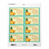 パイナップルオレンジのジャムまたは缶詰の瓶を保存 ラベル (フルシート)