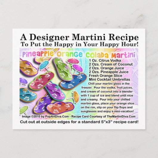 パイナップルオレンジコラダトロピカルマルティーニレシピ ポストカード (正面)