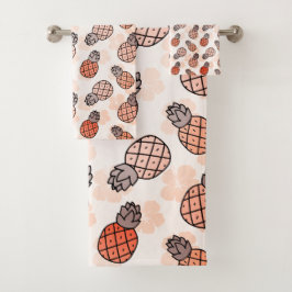 パイナップルオレンジ色 バスタオルセット