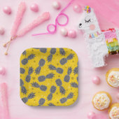 パイナップルオン金ゴールド ペーパープレート (パーティー)