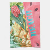 パイナップルカッコいいスイカのハイビスカスパーム葉 キッチンタオル (縦)