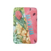 パイナップルカッコいいスイカのハイビスカスパーム葉 バスマット (正面縦)