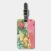 パイナップルカッコいいスイカのハイビスカスパーム葉 ラゲッジタグ (正面縦)