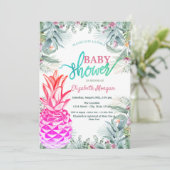 パイナップルカッコいいトロピカル葉の赤んだシャワー 招待状 (スタンド正面)
