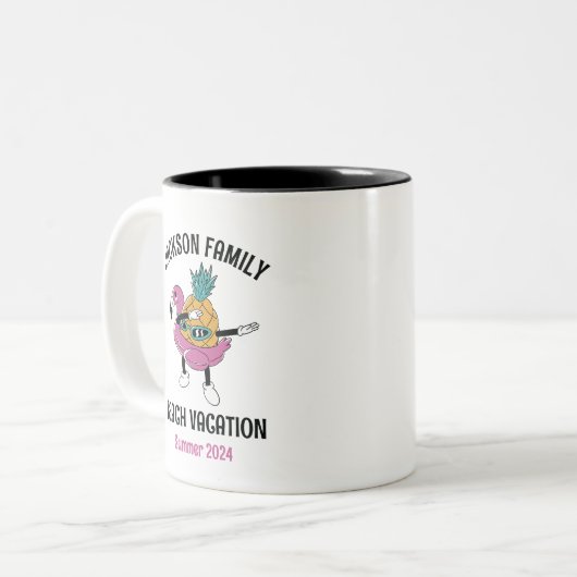 パイナップルカッコいいファミリー懇親会トリップビーチバケーション ツートーンマグカップ (正面左)
