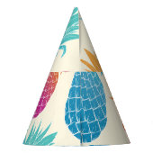 パイナップルカラフルライトイエロー背景 パーティーハット (裏面)