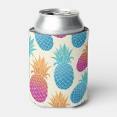 パイナップルカラフルライトイエロー背景 缶クーラー (缶正面)