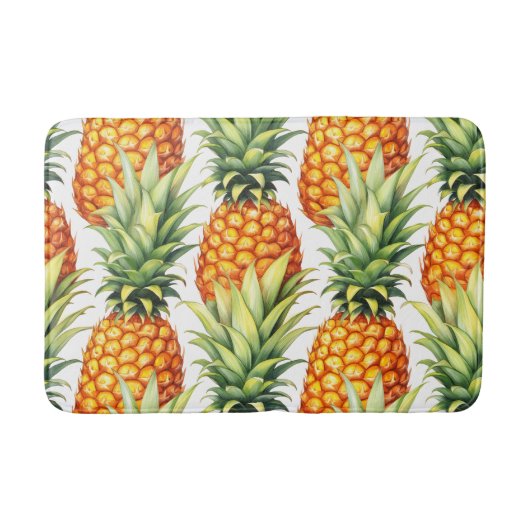 パイナップルカラフル夏の熱帯パターン バスマット (正面)