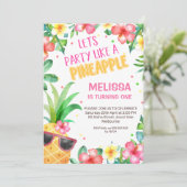 パイナップルカラフル誕生日のようなフローラパーティー 招待状 (スタンド正面)