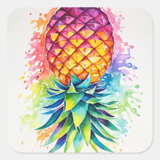 パイナップルカラフル スクエアシール (正面)