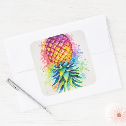 パイナップルカラフル スクエアシール (封筒)