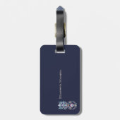 パイナップルカラフル、ストライプネイビーブルー ラゲッジタグ (裏面縦)