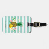 パイナップルガーリーフラワーミントホワイトストライプ ラゲッジタグ (正面横)
