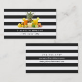 パイナップルキウイフルーツジュース – 白黒ストライプ 名刺 (正面/裏面)