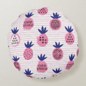 パイナップルキッドデザイン、ヴィンテージパターン。 ラウンドクッション (裏面)