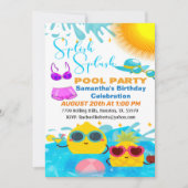 パイナップルキャラクター誕生日プールパーティーインビタティ 招待状 (正面)