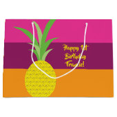 パイナップルキュート夏の1st誕生日パーティーテーマ ラージペーパーバッグ (正面)