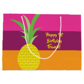 パイナップルキュート夏の1st誕生日パーティーテーマ ラージペーパーバッグ (裏面)