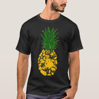 パイナップルギニア豚パイナップルシェイプモルモットL Tシャツ