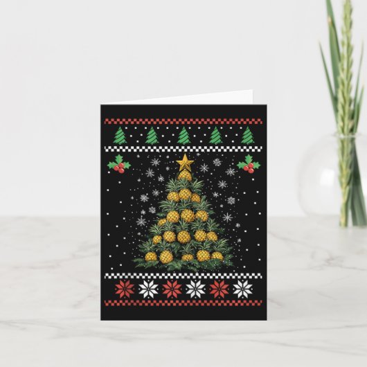 パイナップルクリスマスツリー醜いクリスマスセーターXm カード (正面)