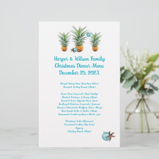 パイナップルクリスマスファミリーディナーパーティーメニュー (スタンド正面)