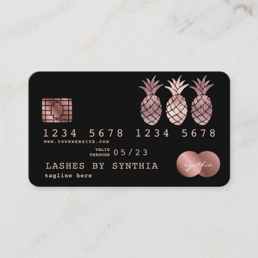 パイナップルクレジットカードのスタイルの滴下金ゴールド 名刺 (正面)