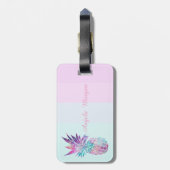 パイナップルグラデーションモノグラパーソナライズされたム ラゲッジタグ (裏面縦)