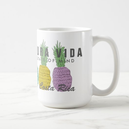 パイナップルコスタリカカラフルなPura Vidaのマグ コーヒーマグカップ (右)