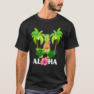 パイナップルサングラスアロハビーチハイビスカスフラワー Tシャツ