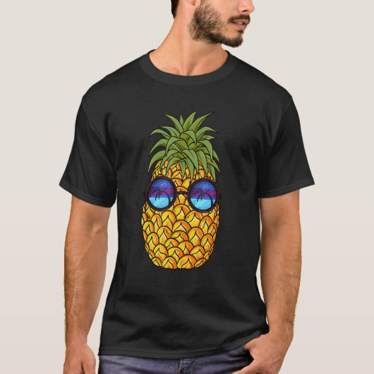 パイナップルサングラスアロハビーチハワイアンハワイ Tシャツ (正面)