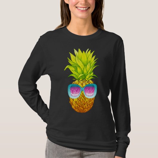 パイナップルサングラスビーチ夏 Tシャツ (正面)