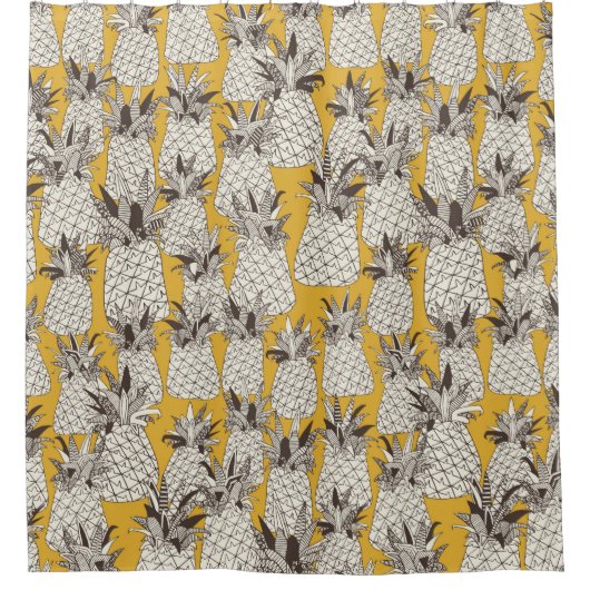 パイナップルサンシャインイエロー シャワーカーテン (正面)