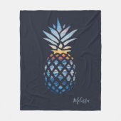 パイナップルサンセットシービューグラフィエレガントック フリースブランケット (正面)