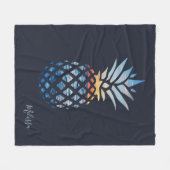 パイナップルサンセットシービューグラフィエレガントック フリースブランケット (正面(横))