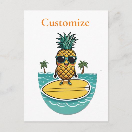 パイナップルサーファーがウェーブサンダー_Coveに乗る ポストカード (正面)