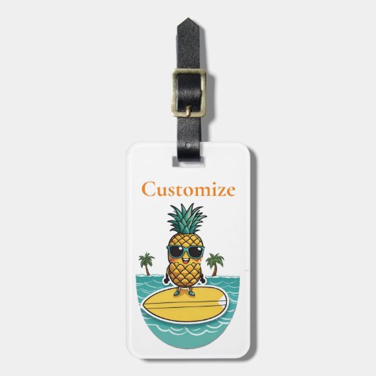 パイナップルサーファーがウェーブサンダー_Coveに乗る ラゲッジタグ (正面縦)