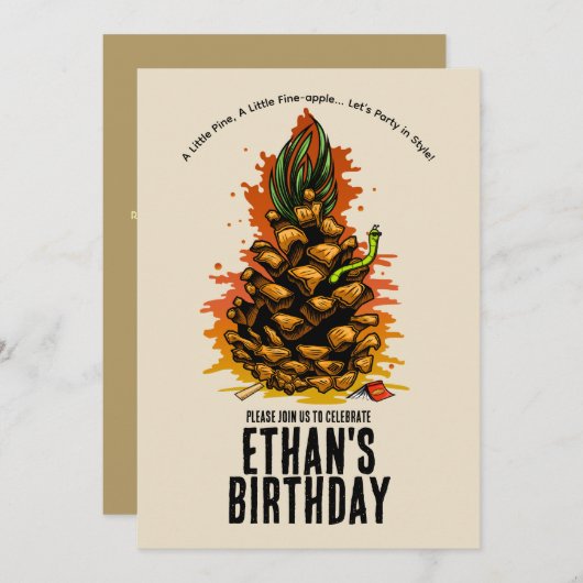 パイナップルザ究極の誕生日バッシュ 招待状 (正面/裏面)