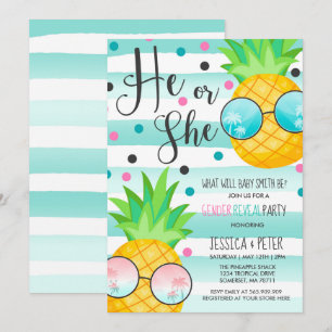 パイナップルジェンダーのリビール招待状ハワイアンのリビール 招待状