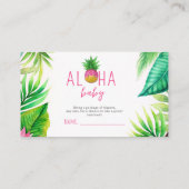 パイナップルジャングルパシファイヤーピンクの女の子ベビーシャワー エンクロージャーカード (裏面)