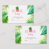 パイナップルジャングルパシファイヤーピンクの女の子ベビーシャワー エンクロージャーカード (正面/裏面)