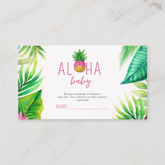 パイナップルジャングルパシファイヤーピンクの女の子ベビーシャワー エンクロージャーカード (正面)