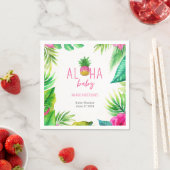 パイナップルジャングルパシファイヤーピンクの女の子ベビーシャワー スタンダードカクテルナプキン (インサイチュ)