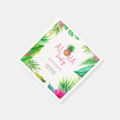 パイナップルジャングルパシファイヤーピンクの女の子ベビーシャワー スタンダードカクテルナプキン (角)