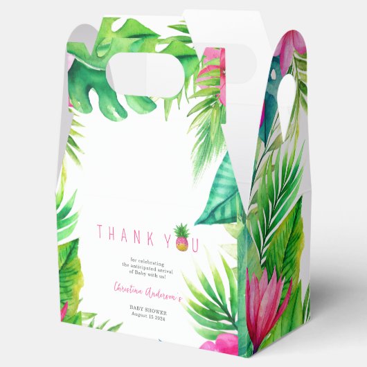パイナップルジャングルパシファイヤーピンクの女の子ベビーシャワー フェイバーボックス (オープン)